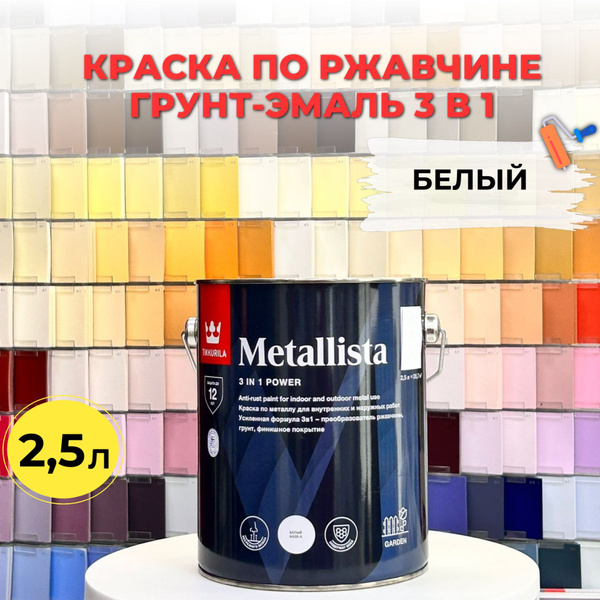 Эмаль Tikkurila METALLISTA white Гладкая, Алкидная, Глянцевое покрытие ...
