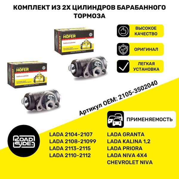 Цилиндры тормозные задние Гранта, Калина, Приора, ВАЗ 2105-07, 2108-15 ...