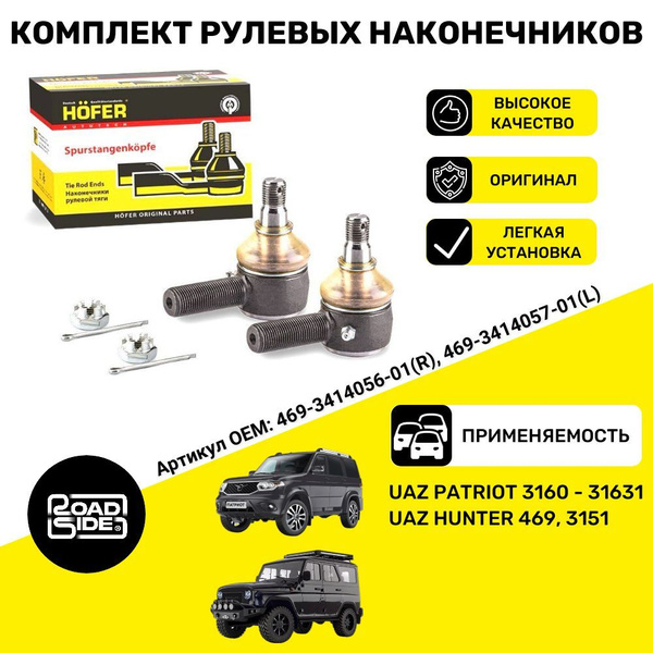 Наконечники Рулевых Тяг Уаз Patriot (Левый+Правый) Закатной (2шт ...