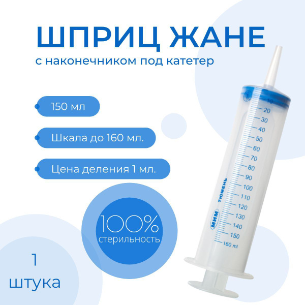 Шприц большой Жане 150 мл с катетерным наконечником / для масла, для ...