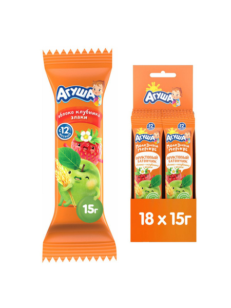 Агуша Батончик фруктовый, с 12 месяцев, Полезный перекус, Яблоко ...