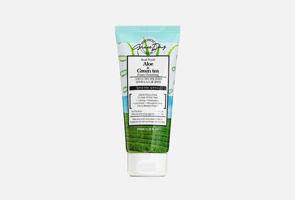 Мягкая пенка для умывания Grace Day, Real Fresh Aloe & Green Tea Foam ...