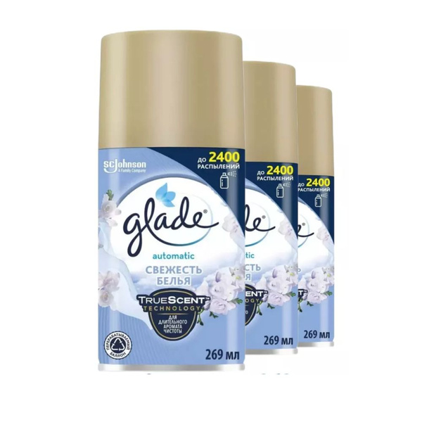 Комплект 3 шт., Освежитель воздуха Glade сменный баллон Свежесть белья ...