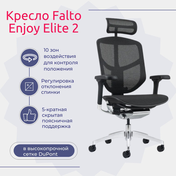 Ортопедическое офисное кресло Falto IOO-E2 Elite (черное, крестовина ...