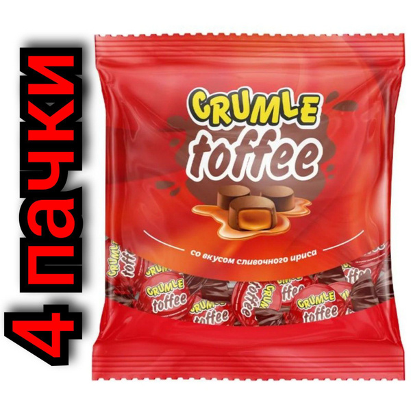 Конфеты "Toffee Crumle" со вкусом сливочного ириса 300 гр./ 4 пачки ...