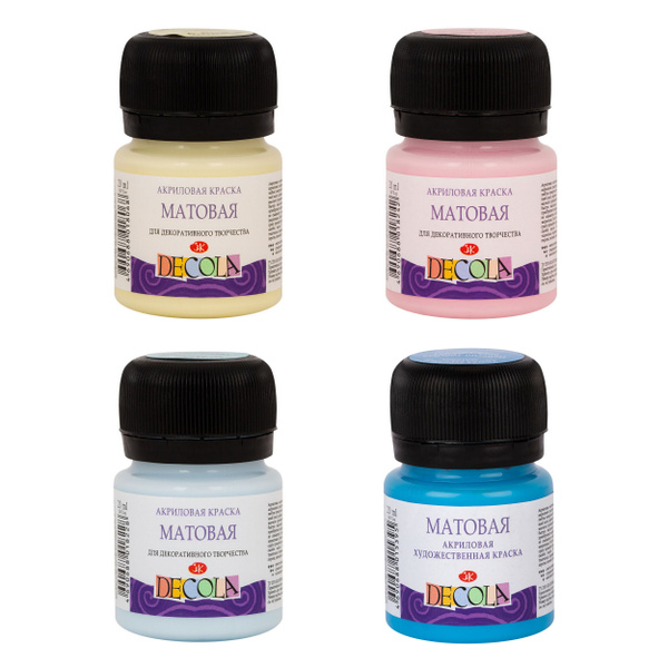 Краски акриловые матовые Невская палитра DECOLA, 4 цвета по 20 мл ...