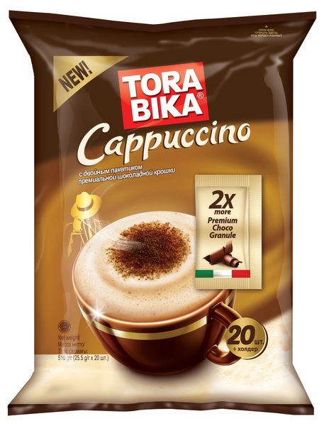 Кофе 3 в 1 TORA BIKA Cappuccino с доп пакетиком шоколадной крошки ...