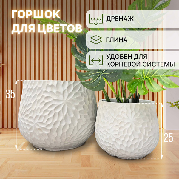 Горшок для цветов, 14л. h-25 см., напольный серый - купить с доставкой ...