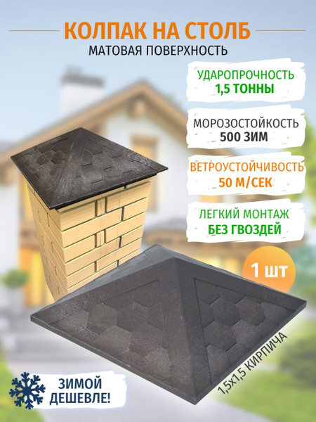 Полимерно-песчаный колпак на столб забора экономполимер, 1.5*1.5 ...