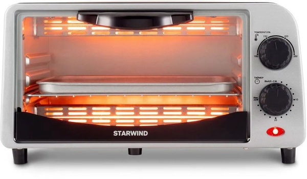 Мини-печь STARWIND SMO2042, серебристый, черный, 9 л купить по низкой ...