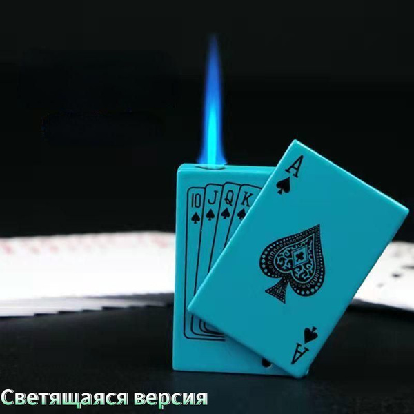 Светящаяся ветрозащитная зажигалка для игральных карт, безвоздушная ...