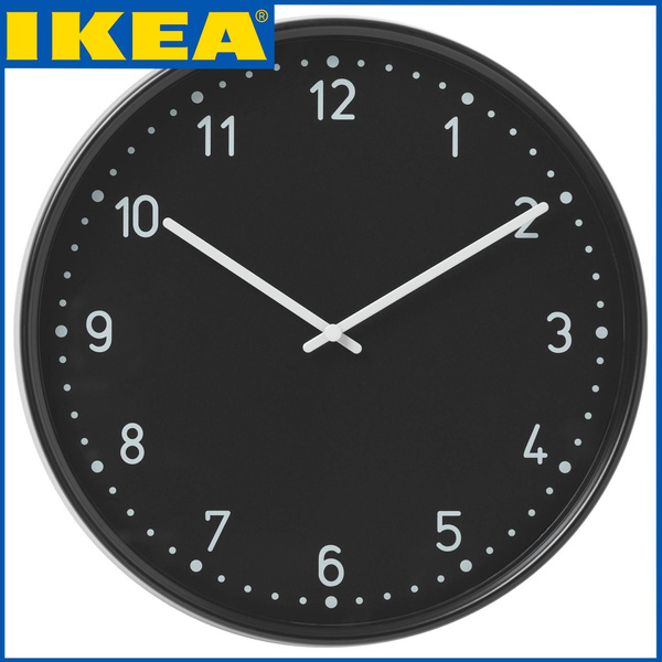 Часы настенные бесшумные IKEA (ИКЕА) круглые 38 см, цвет черный ...