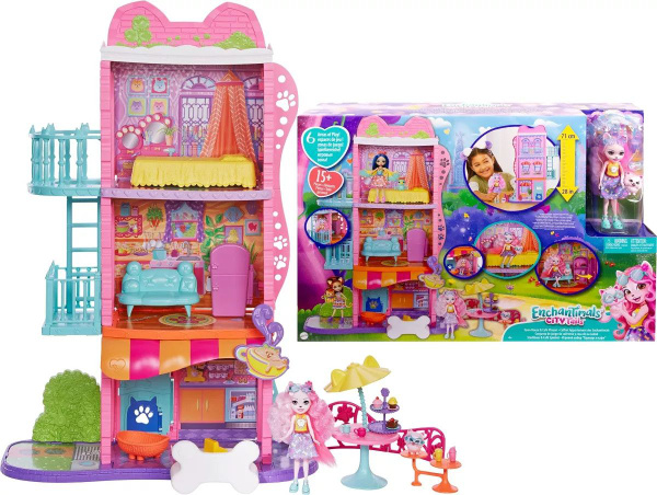 Кукольный домик Mattel Enchantimals - Городской домик с кафе - Игровой ...