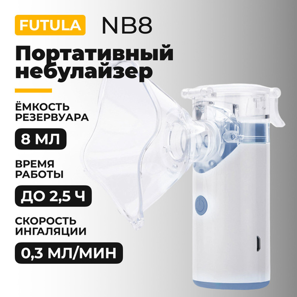 Ингалятор небулайзер портативный Futula NB8, 1.5 Вт, 2 насадки - купить ...
