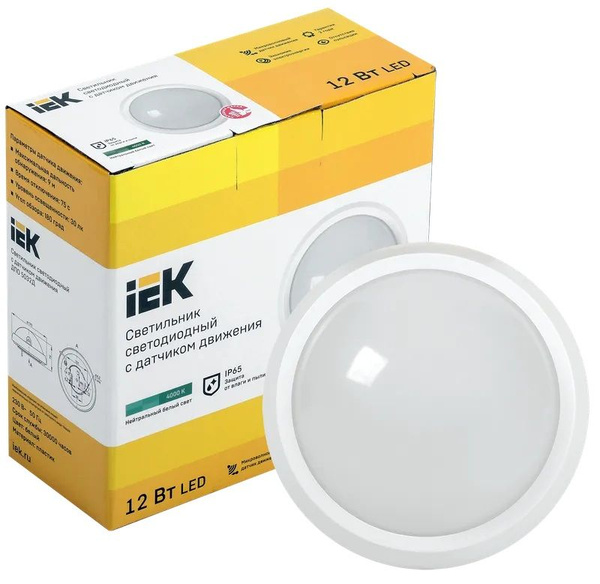 Настенно-потолочный светильник IEK LED 12Вт 960Лм 4000K IP65 белый с ...