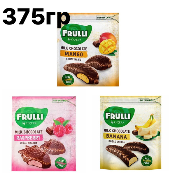 OZera, конфеты ассорти вкусов 375 гр, Суфле манго, малины, банана в ...