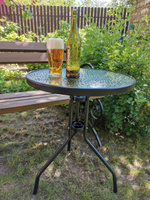 Стол садовый стальной круглый для сада и дома, 55*55*70см, диаметр 55см, закаленное стекло, кухонный стоик, стол для дачи #7, Сергей Т.