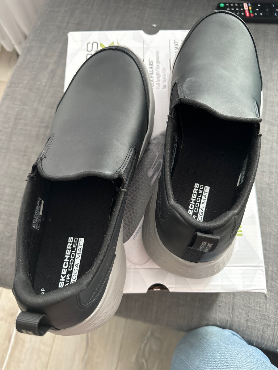 custom review-Skechers GO WALK Fle Амортизация Легкий Низкий Топ Кэжуал Мужской Черный Серый