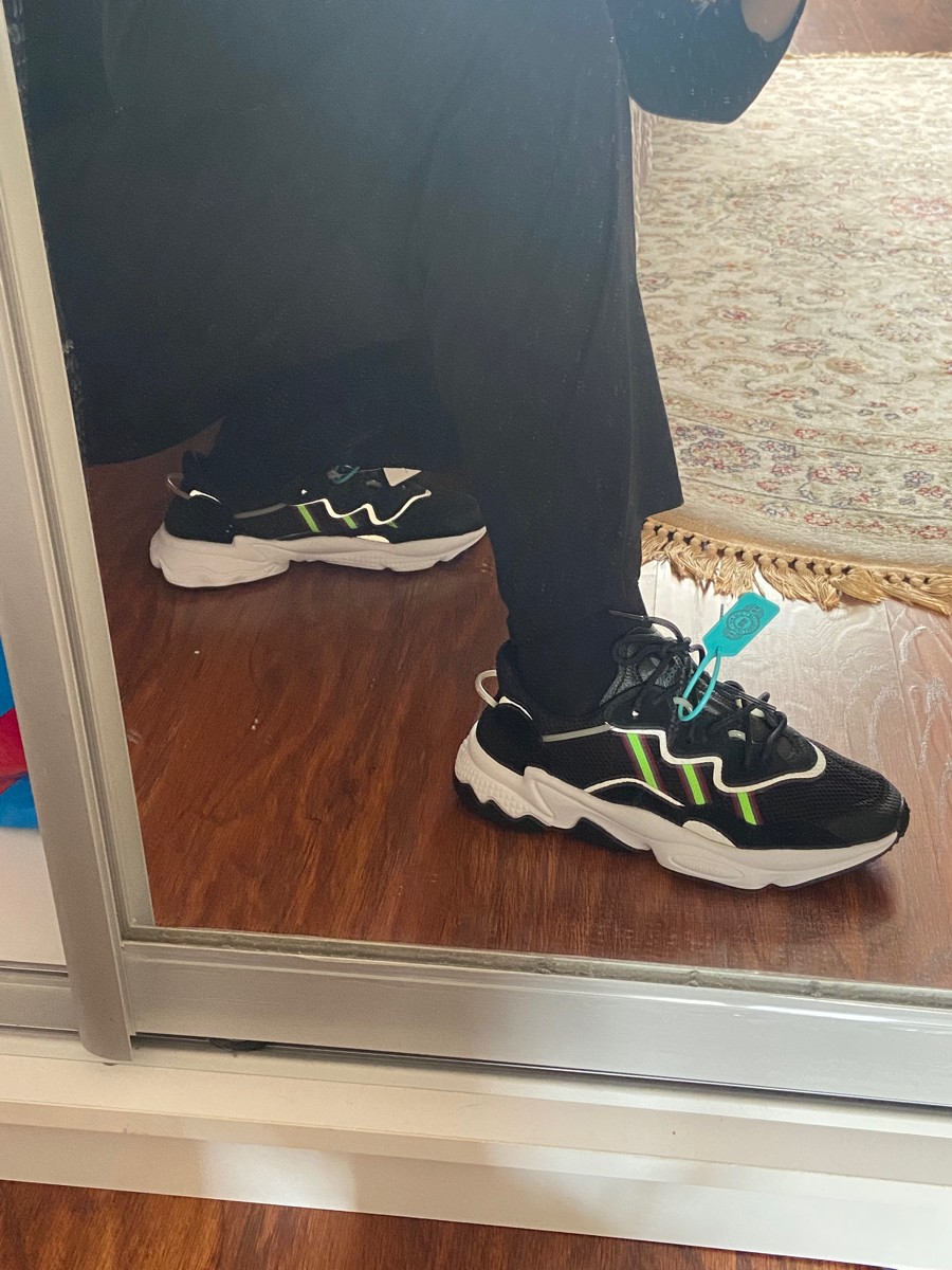 custom review-Adidas Originals Ozweego Slip-resistant Abrasion-resistant Lightweight Low Top Casual Unisex Black Green Adidas Originals Ozweego Противоскользящий Устойчивый к истиранию Легкий Низкий Топ Повседневный Унисекс Черный Зеленый