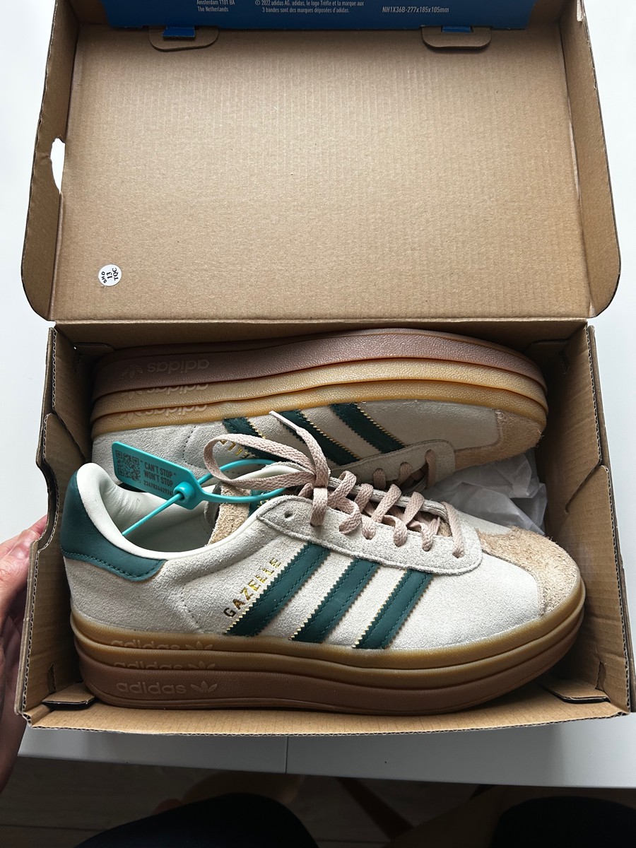 custom review-Adidas Originals GAZELLE BOLD W Abrasion Resistant Низкие Кроссовки для скейтбординга Женские Белые Зеленые