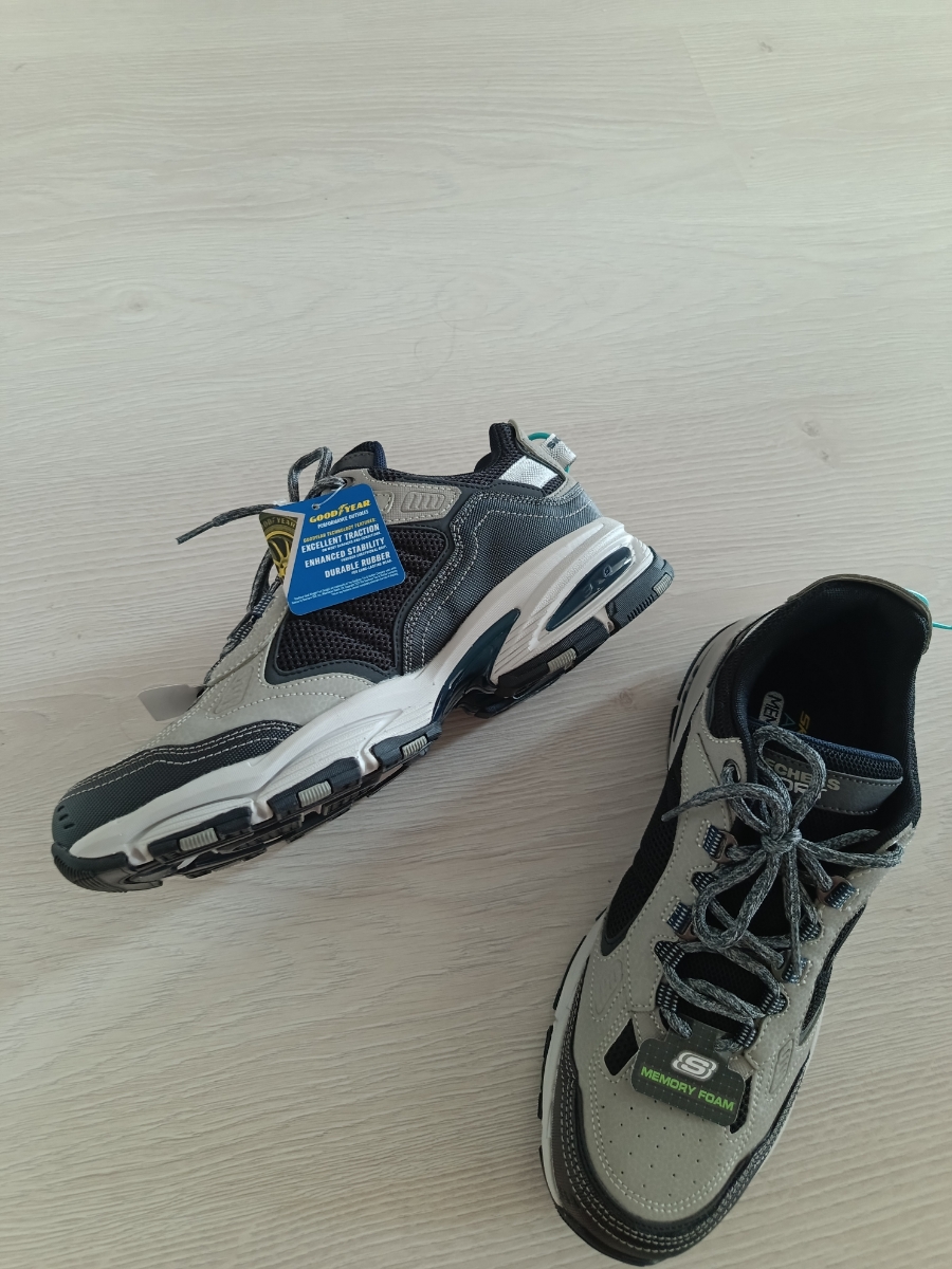 custom review-Skechers Vigor 3,0 Low Топ Толстая подошва Кроссовки Мужские Серый Черный