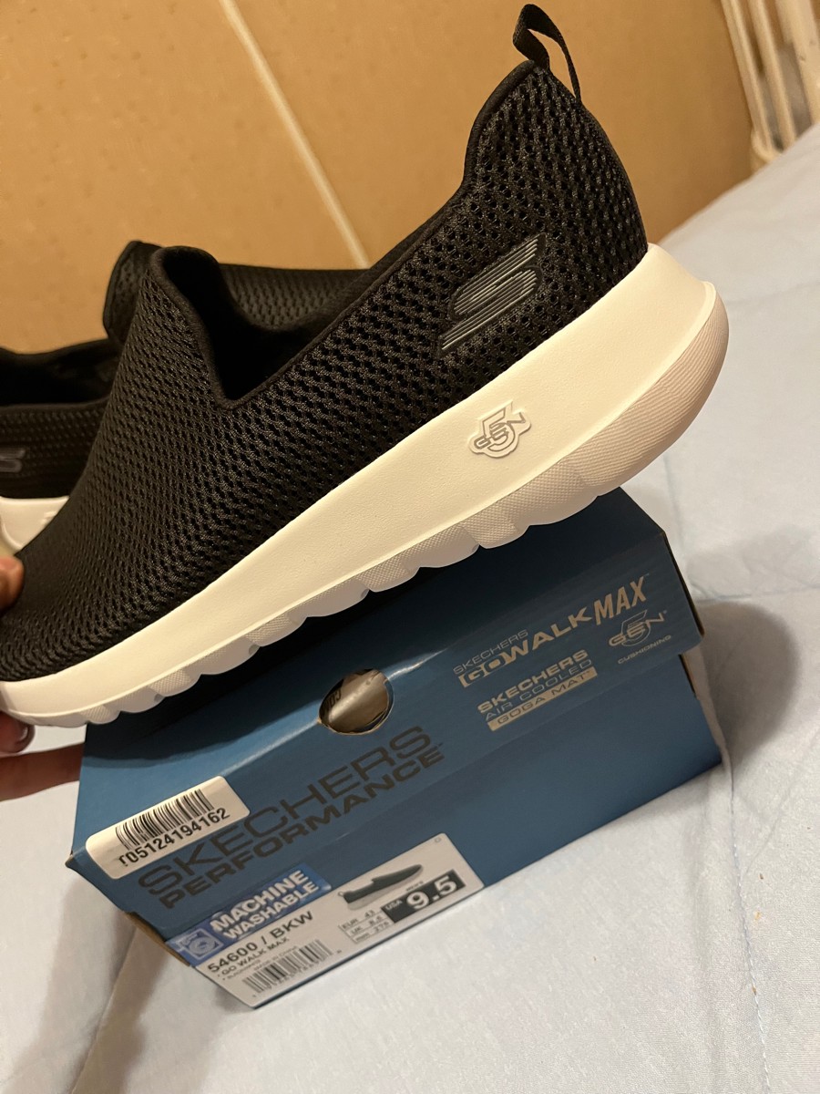 custom review-Skechers GO WALK Ma Slip-Resistant Abrasion-Resistant Breathable Low-Top Running Shoes Men's Black White