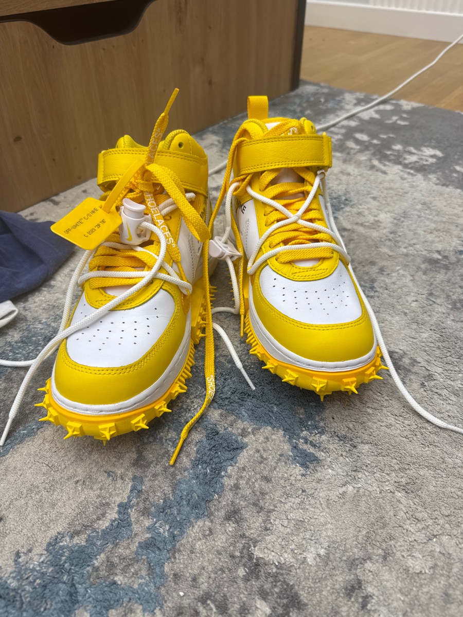 custom review-Off Белый x Nike Air FORCE 1 'Белый и Varsity Maize' MID Скейтбординг Кроссовки Unisex Желтый Белый