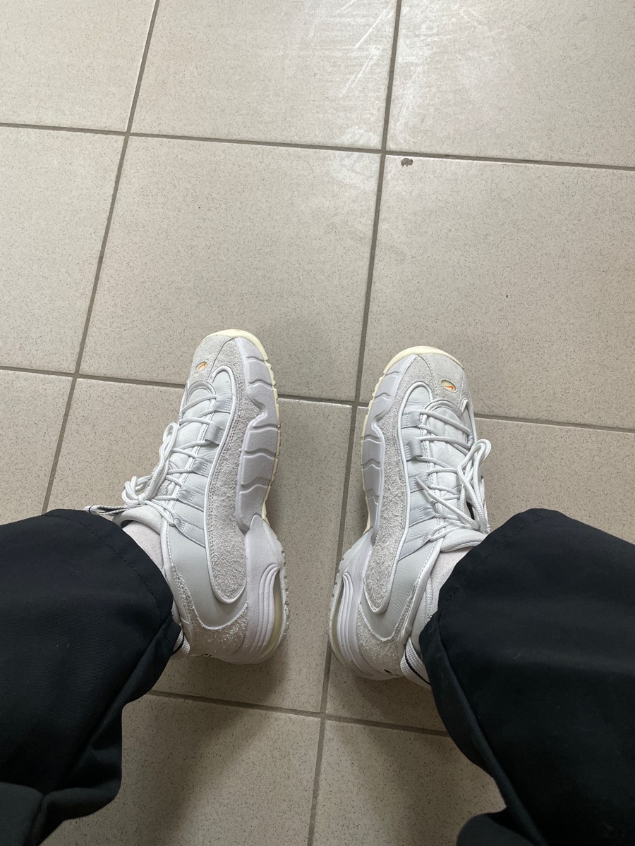 custom review-Nike Air Max Penny Abrasion Resistant MID Топ Винтажные баскетбольные кроссовки Мужской Серый белый