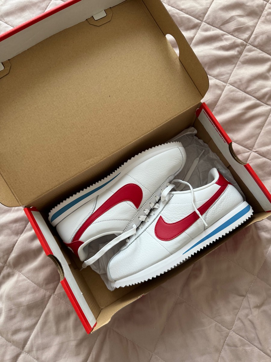 custom review-Nike Cortez Slip-Resistant Низкий Топ Повседневный Городской Коммутирование Беговые кроссовки Унисекс Белый Красный