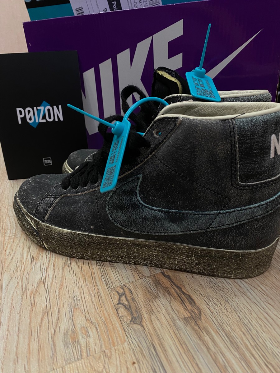 custom review-Nike Blazer Выцветший Черный MID Топ Скейтборд Кроссовки Унисекс Промытый Черный