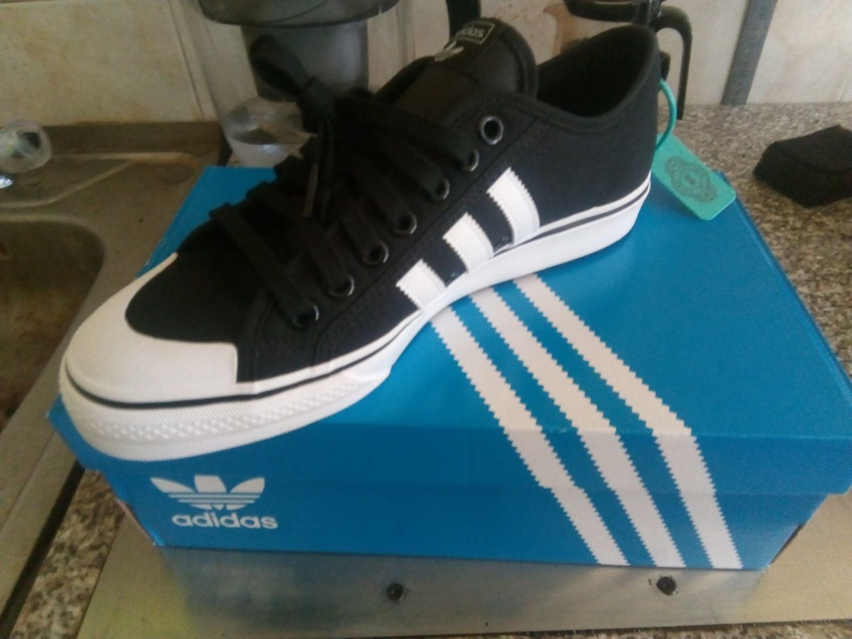 custom review-Adidas Originals NIZZA Low Топ Скейтборд Кроссовки Унисекс Черный Белый