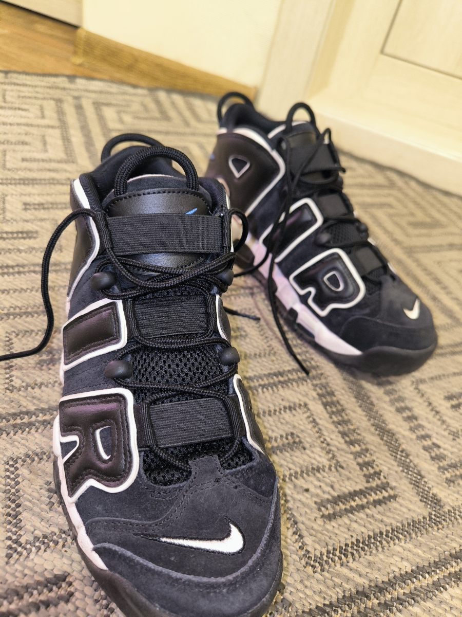 custom review-Nike Air More Uptempo MID Топ Винтажные баскетбольные кроссовки Мужской Черный белый