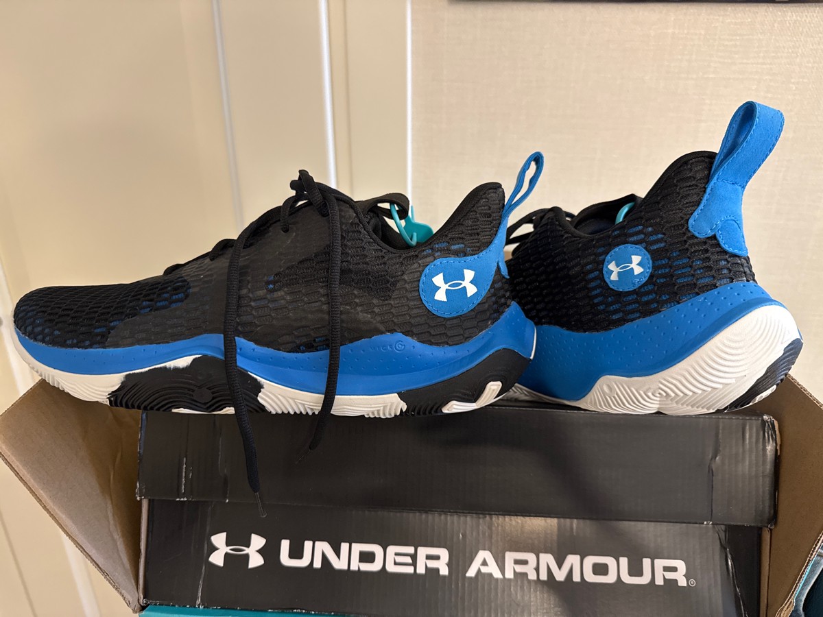 custom review-Under Armour Spawn 3 Slip Resistant Abrasion Resistant Дышащий Низкий Топ Винтажные Баскетбольные Кроссовки Унисекс Черный Синий
