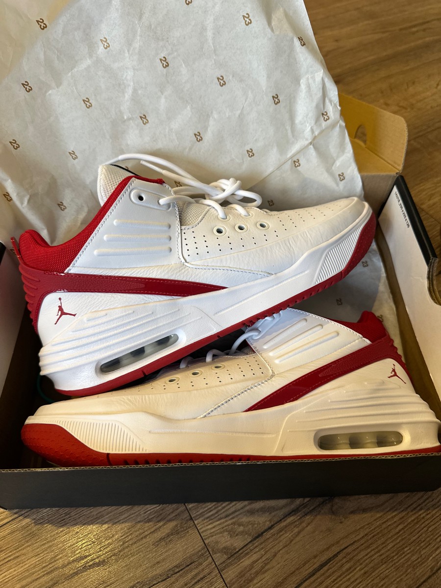 custom review-Jordan Max Aura 5 Амортизация Устойчивый к истиранию Дышащий Низкий Топ Повседневные Беговые кроссовки Мужские Белый Красный