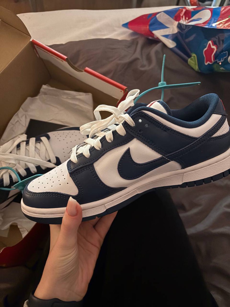 custom review-Nike Dunk Low Топ Скейтборд Кроссовки Мужские Белые Темно-Синие