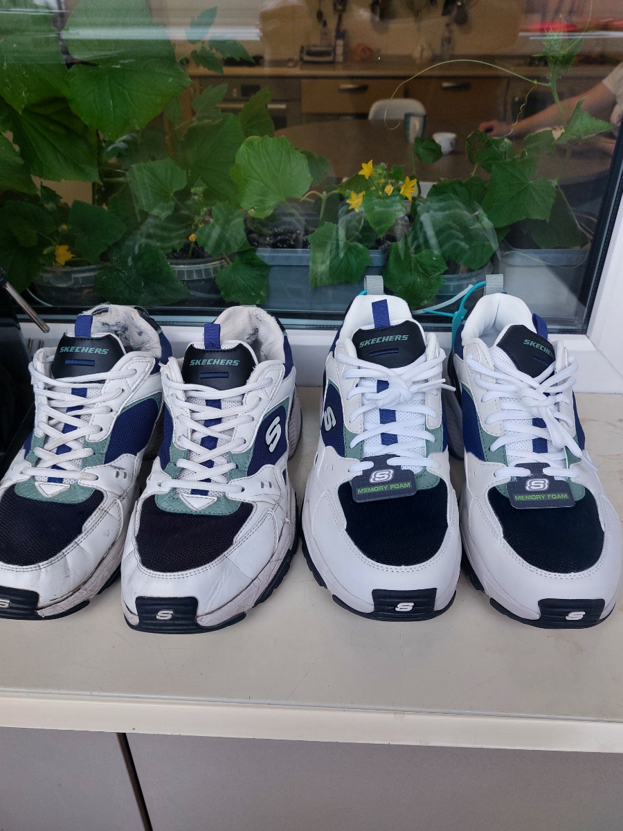 custom review-Skechers Stamina V2 Low Топ Толстая подошва Кроссовки Мужские Белый Черный Синий