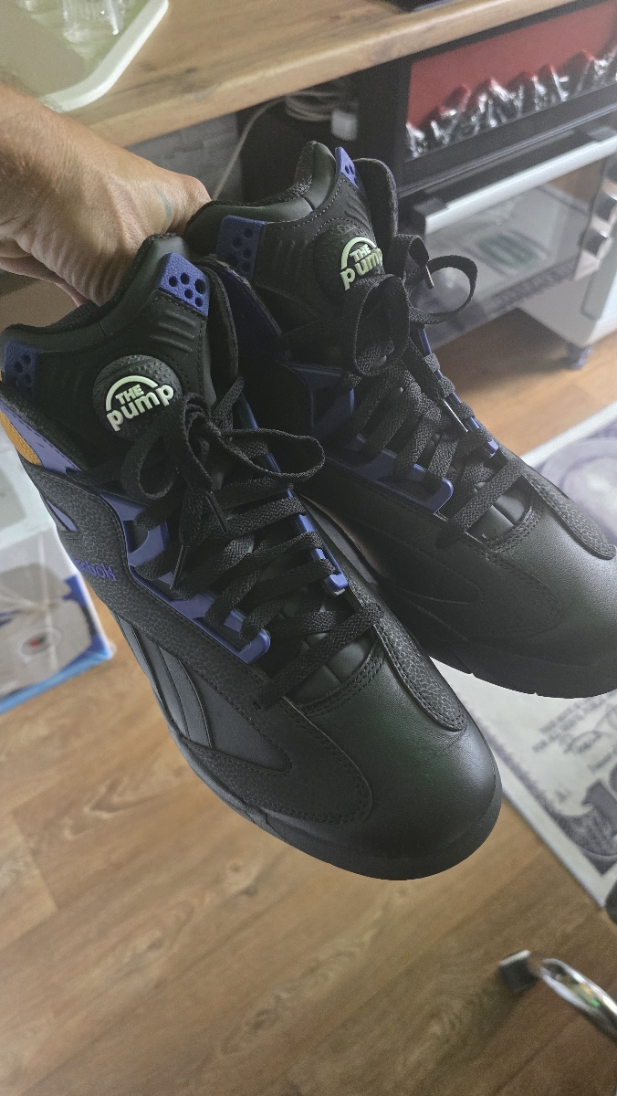 custom review-Reebok совместный бренд Shaq Attaq 'Лейкерс' MID Топ Винтажные баскетбольные кроссовки Мужской Черный