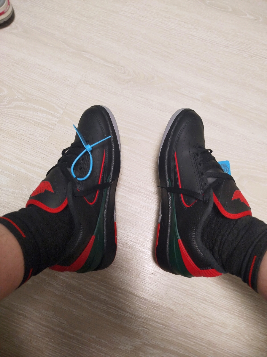 custom review-Jordan Air Джордан 2 Low 'Черный Огненно-красный' Низкий Топ Винтажные Баскетбольные Кроссовки Мужские Черные