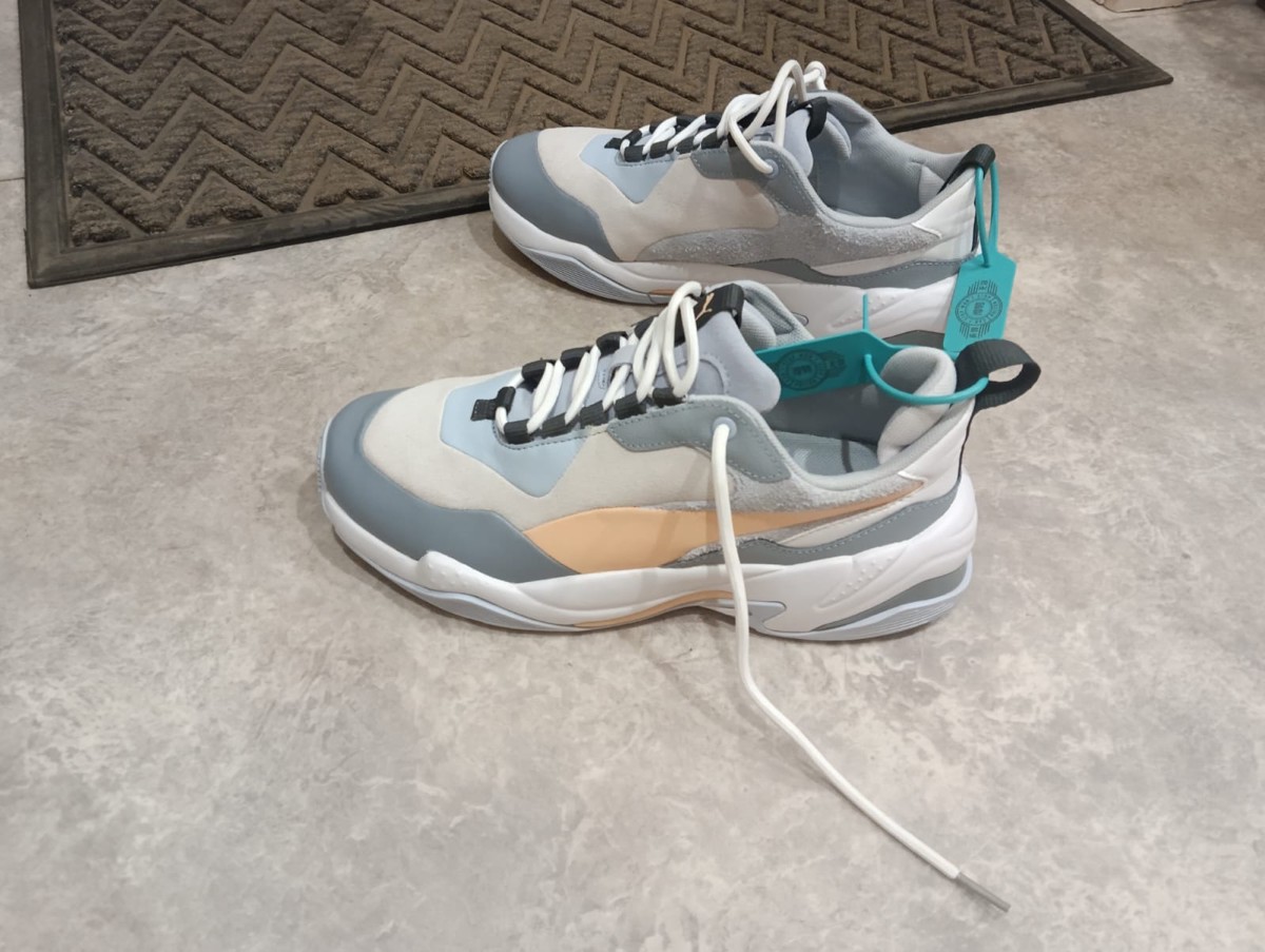 custom review-PUMA Colour Thunder Блок Низкий Топ Спортивная Повседневная Обувь Женская Белый Серый Оранжевый