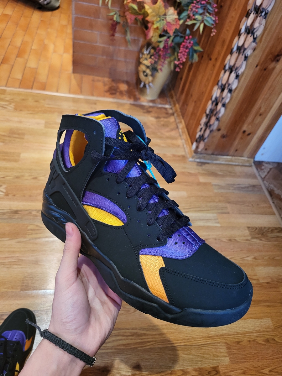 custom review-Nike Air Pilot Huarache Slip-on Устойчивый к истиранию Высокий Топ Баскетбольные Кроссовки Мужской Черный Фиолетовый Оранжевый