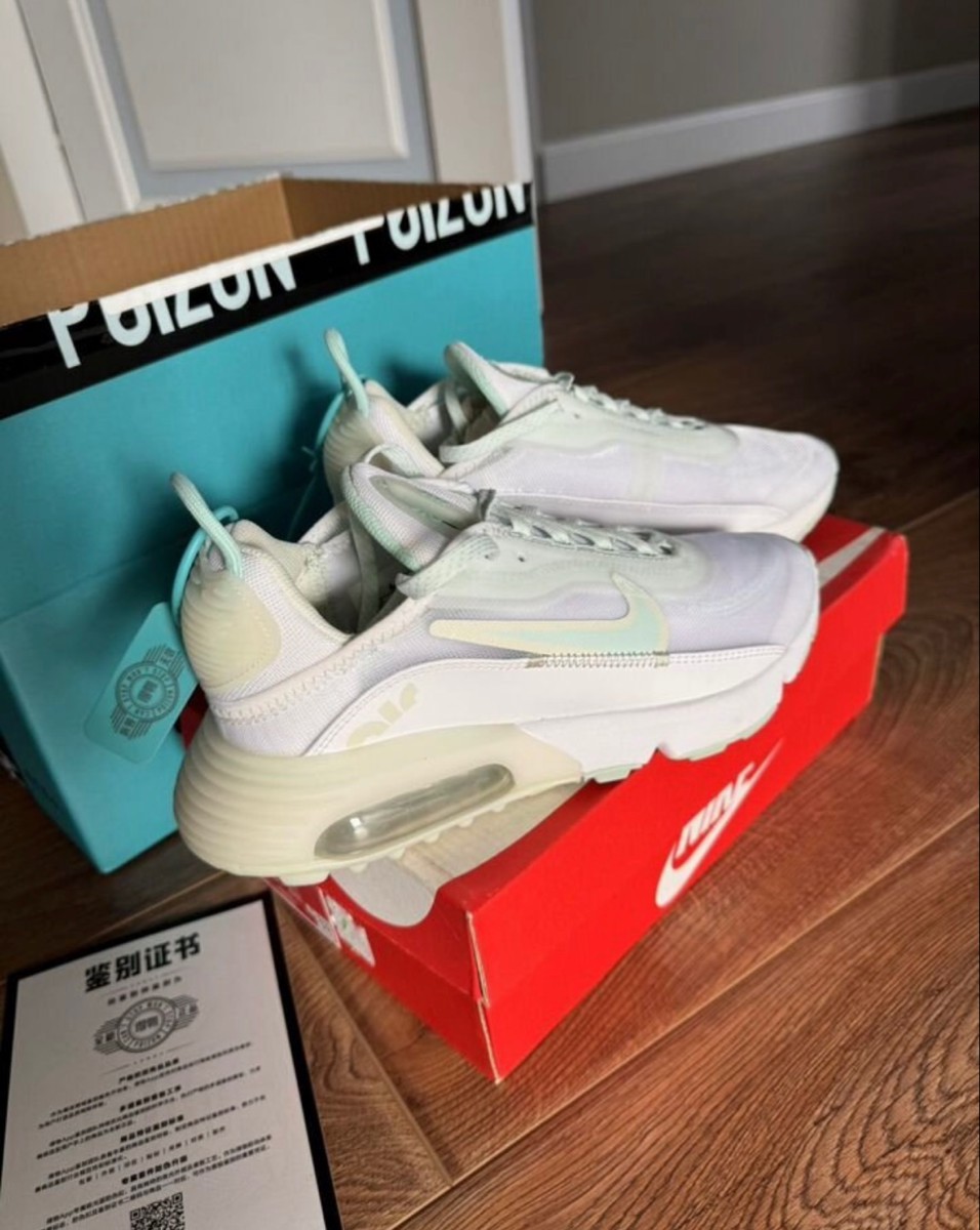 custom review-Nike Air Max 2090 Low Топ Повседневные Беговые Кроссовки Женские Белые Светло-Зеленые