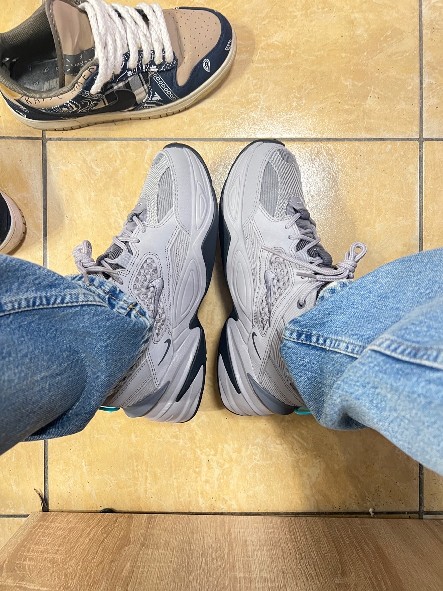 custom review-Nike M2K Tekno Low Топ Толстая подошва Кроссовки Унисекс Дымчато-серый