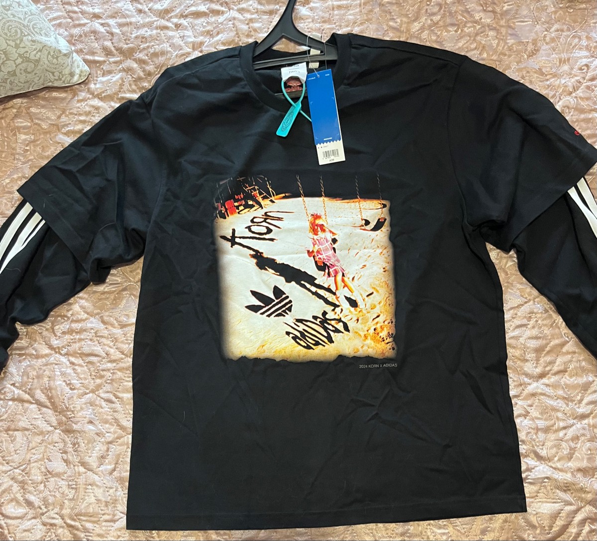 custom review-Adidas Originals x KORN T-Shirt Мужской Черный