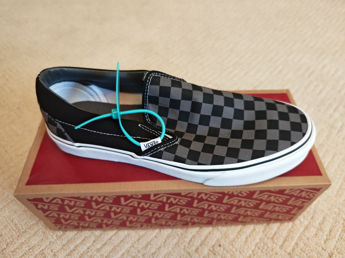 custom review-Vans Slip On Шахматный узор Классический Легкий Низкий Топ Скейтборд Кроссовки Унисекс Черный Серый