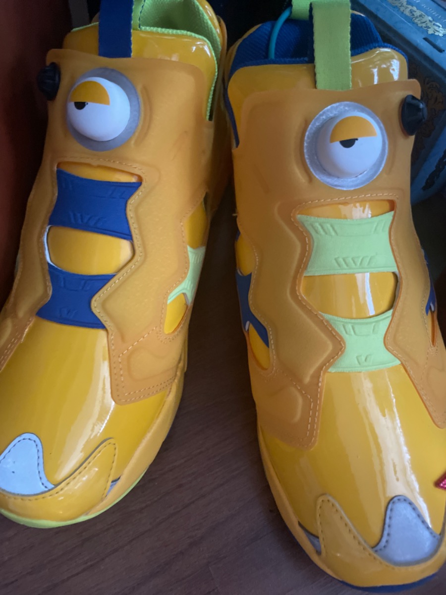 custom review-Minions x Reebok совместный бренд Instapump Fury Амортизация Устойчивый к истиранию Дышащий Низкий Верх Повседневный Унисекс Желтый Синий