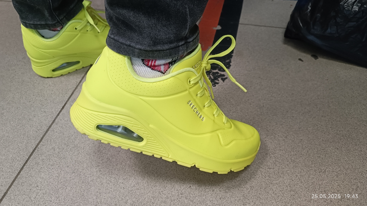 custom review-Skechers Uno Low Топ Кэжуал Женский Неоново-Желтый