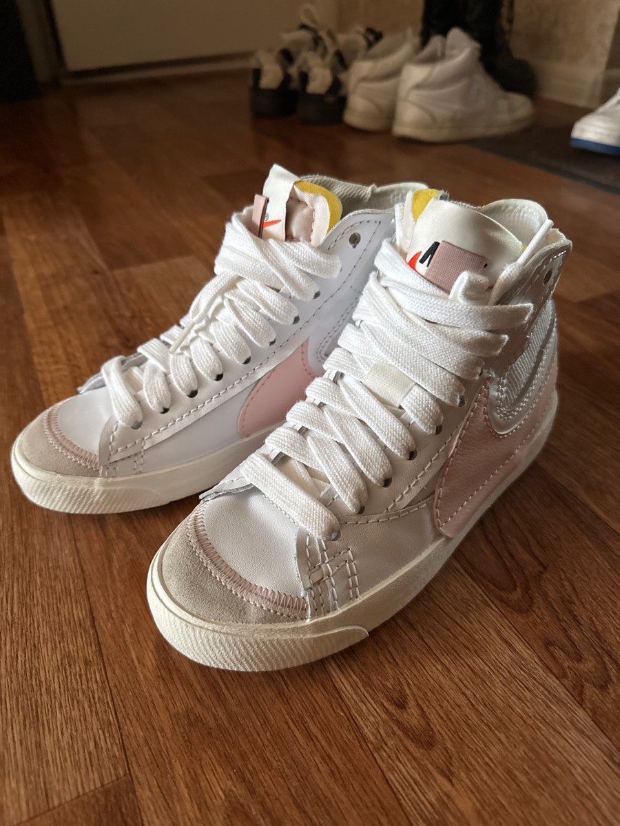custom review-Nike Blazer '77 Jumbo Slip Resistant Abrasion Resistant Легкий MID Скейтбординг Кроссовки Женские Розово-белый