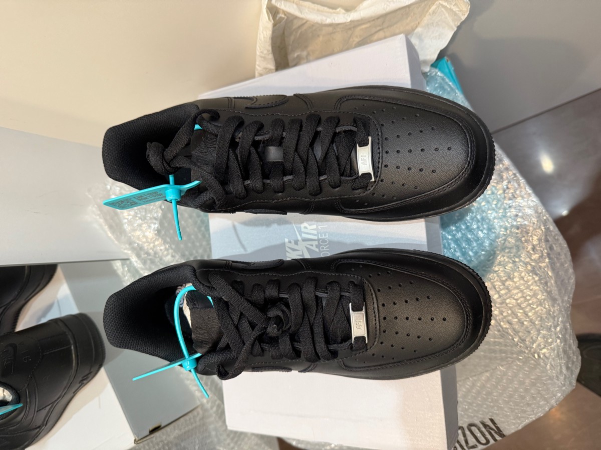 custom review-Nike Air Force 1 07 Черный воин Устойчивый к истиранию Низкий топ Скейтбординг Кроссовки Унисекс Черный