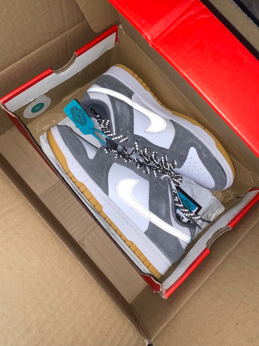 custom review-Nike Dunk 'GREY Gum' Slip-Resistant Shock Absorbers Low Top Skateboard Shoes Unisex White Gray Найк Данк 'GREY Gum' Противоскользящие амортизаторы низкие топ скейтборд обувь унисекс белый серый