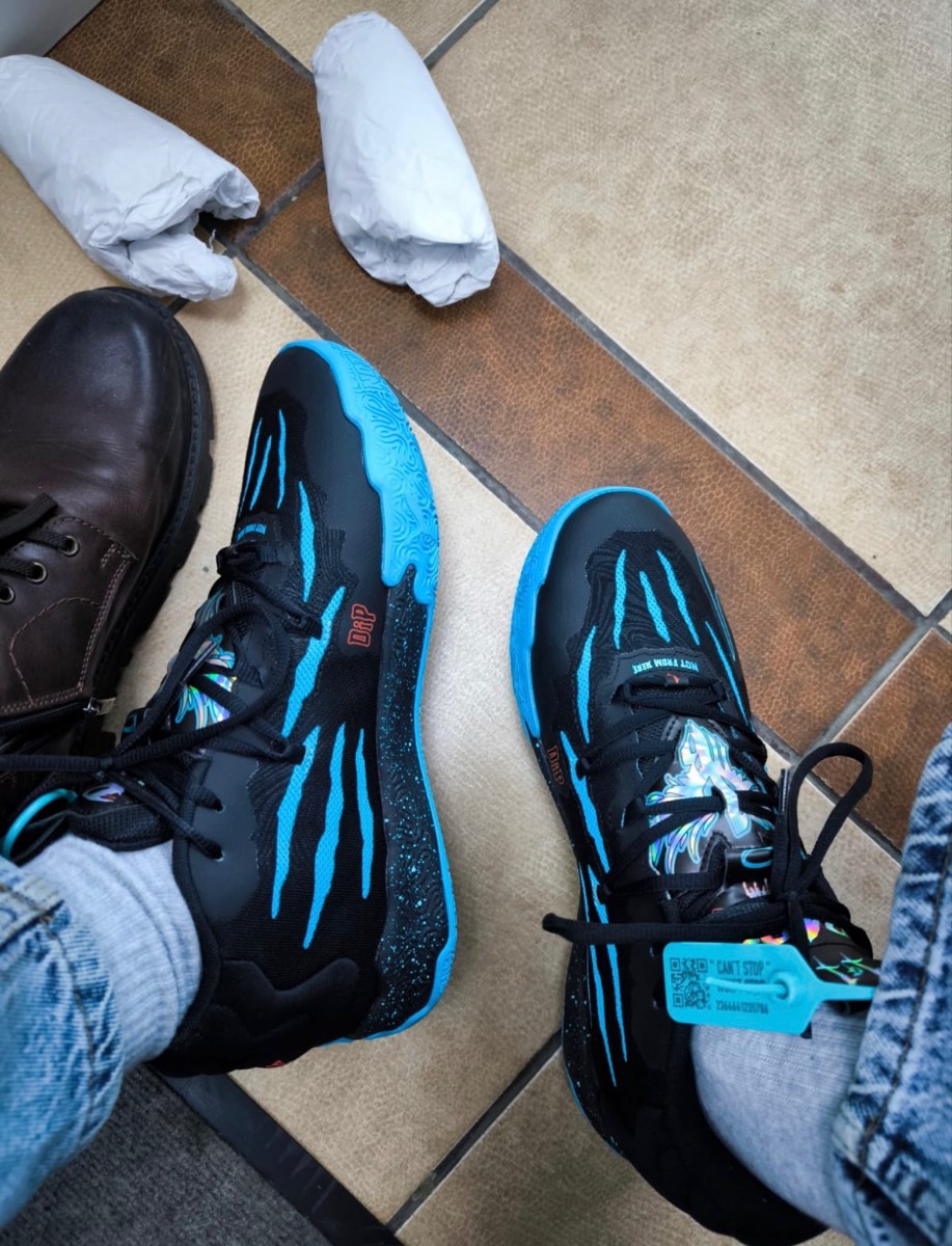 custom review-Lamelo Ball X PUMA MB.03 MB Blue Hive Slip-resistant MID Basketball Top Shoes Unisex Black Blue ЛаМело Болл X PUMA MB.03 MB Синий Hive Противоскользящий MID Баскетбольные Кроссовки Унисекс Черный Синий